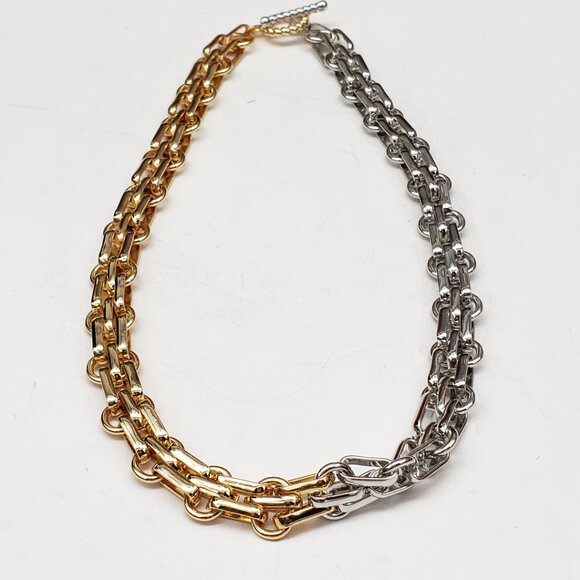 2 Tone Gold and Silver Plated Necklace Chain - Picture 3 of 6